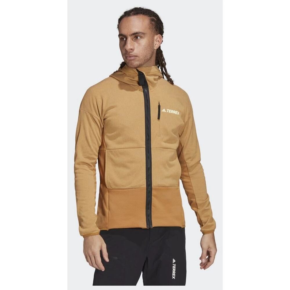 Adidas Terrex Zupahike Hooded Fleece Jacket Men’s Size Medium Color Mesa/Tan